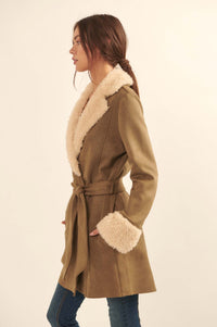 Backstage Pass Belted Faux Shearling Jacket - ShopPromesa