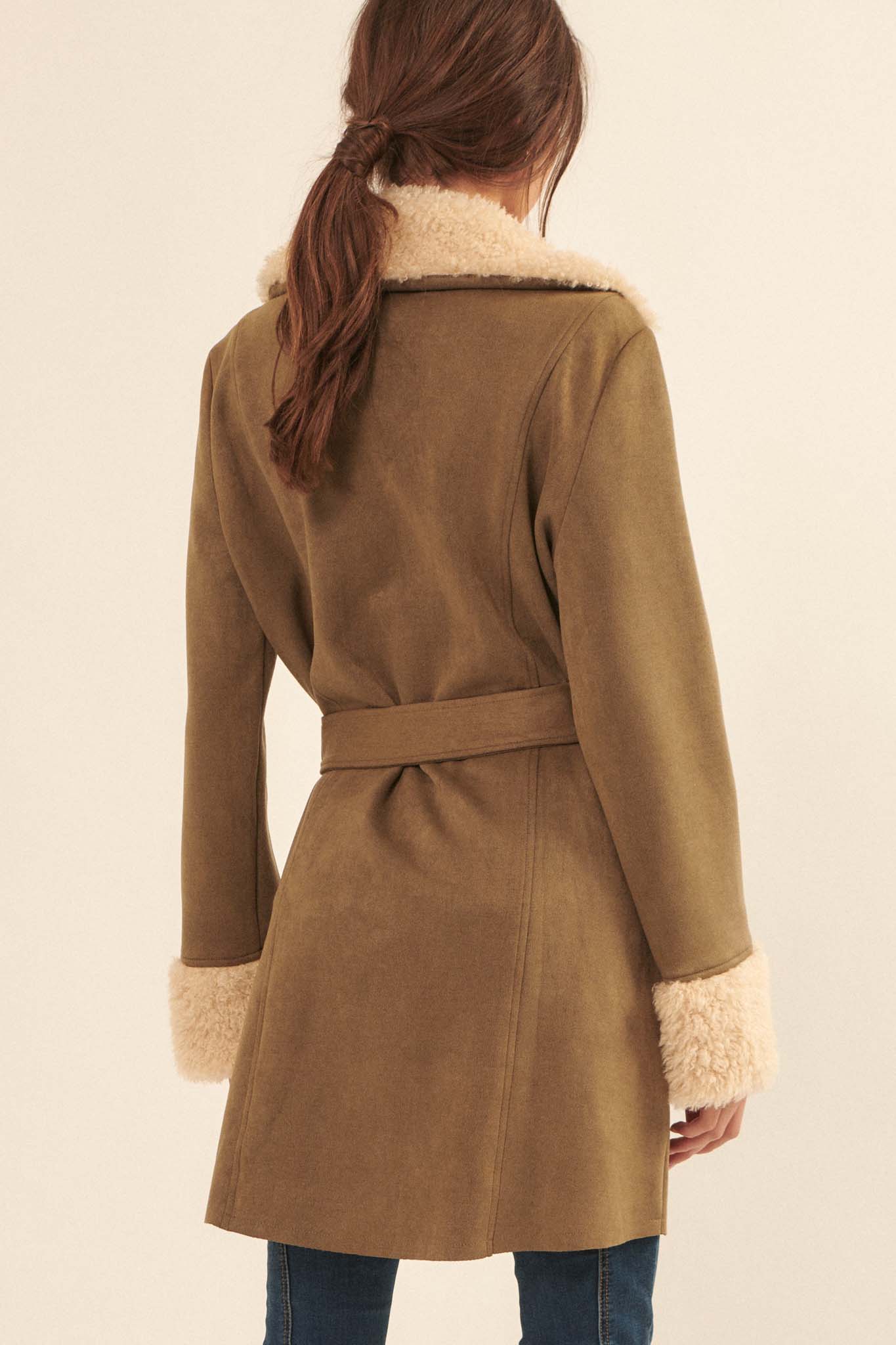 Backstage Pass Belted Faux Shearling Jacket - ShopPromesa