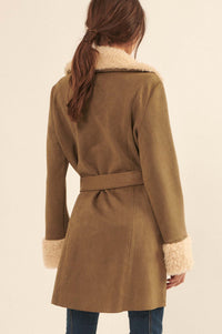 Backstage Pass Belted Faux Shearling Jacket - ShopPromesa