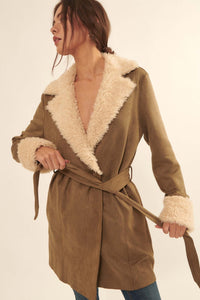 Backstage Pass Belted Faux Shearling Jacket - ShopPromesa