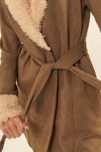 Backstage Pass Belted Faux Shearling Jacket - ShopPromesa