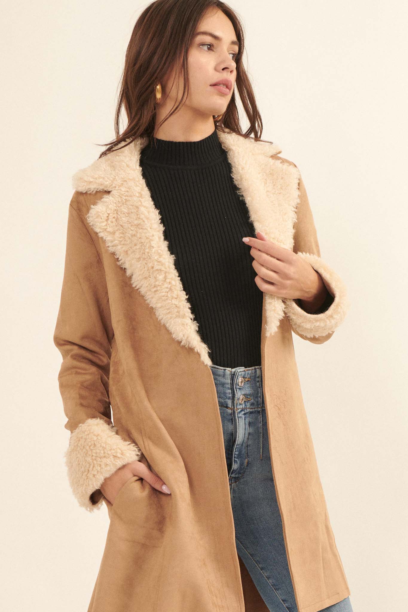 Backstage Pass Belted Faux Shearling Jacket - ShopPromesa