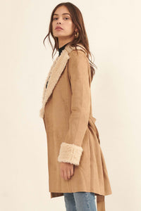 Backstage Pass Belted Faux Shearling Jacket - ShopPromesa