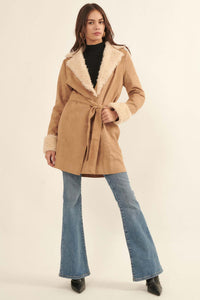 Backstage Pass Belted Faux Shearling Jacket - ShopPromesa