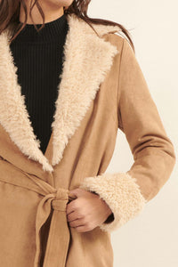 Backstage Pass Belted Faux Shearling Jacket - ShopPromesa