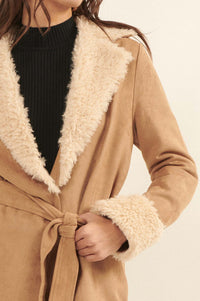 Backstage Pass Belted Faux Shearling Jacket - ShopPromesa