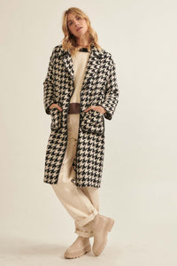 Style Hunter Houndstooth Tweed Overcoat - ShopPromesa