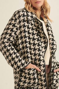 Style Hunter Houndstooth Tweed Overcoat - ShopPromesa