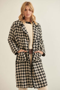 Style Hunter Houndstooth Tweed Overcoat - ShopPromesa