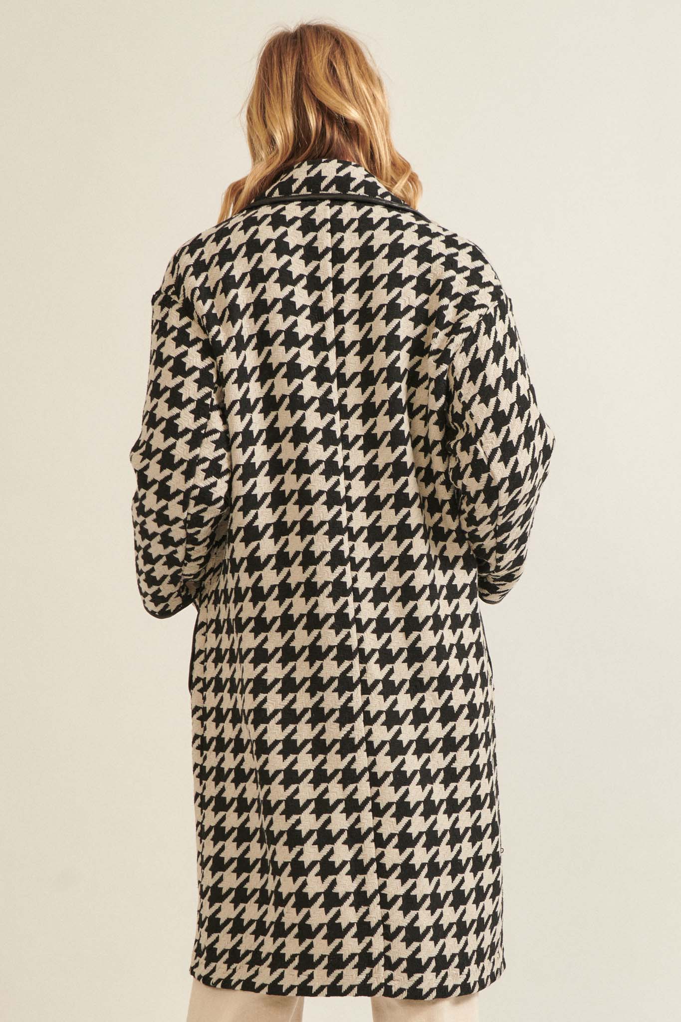 Style Hunter Houndstooth Tweed Overcoat - ShopPromesa