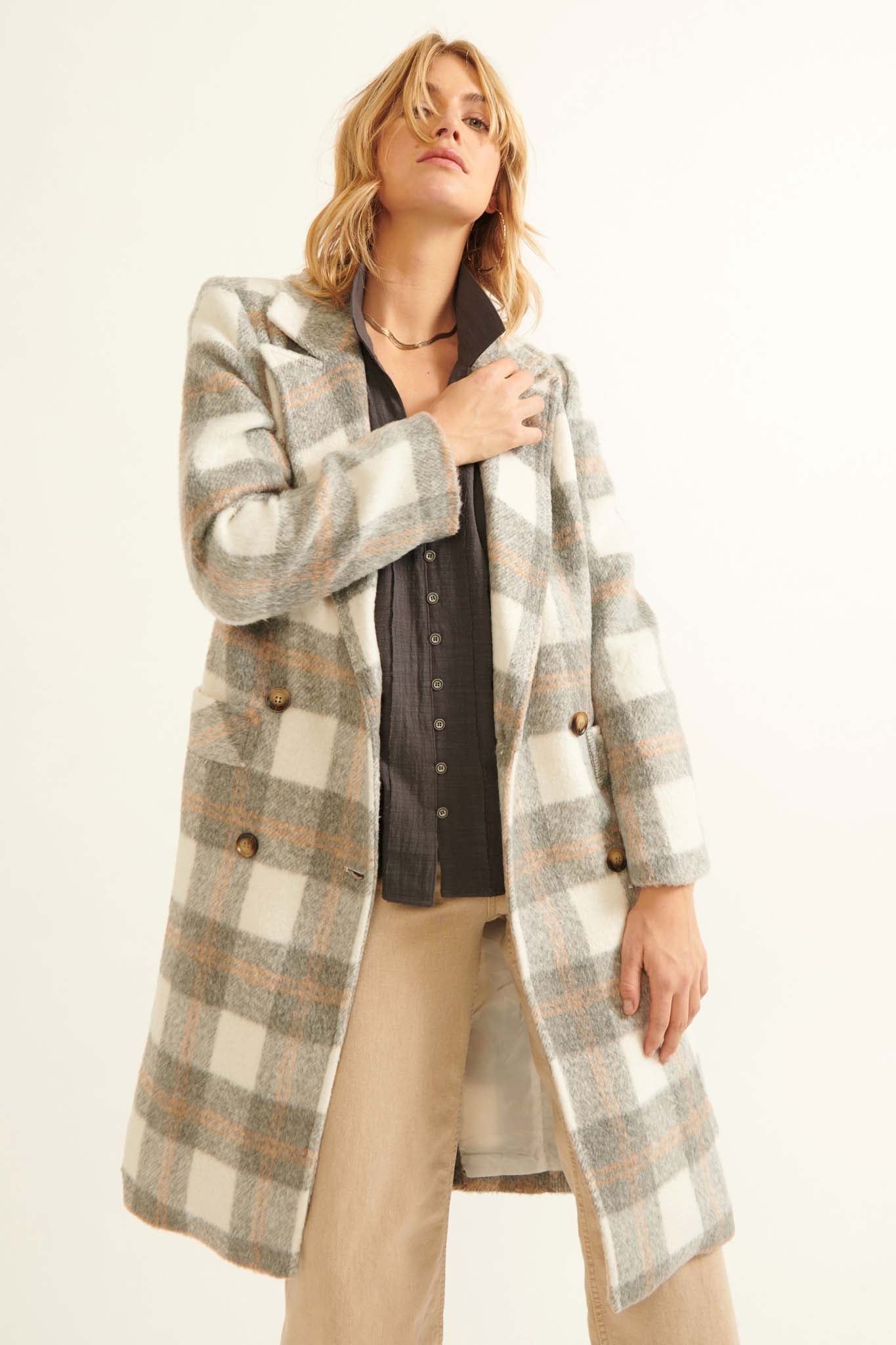 Snowy Creek Wool-Blend Plaid Overcoat - ShopPromesa