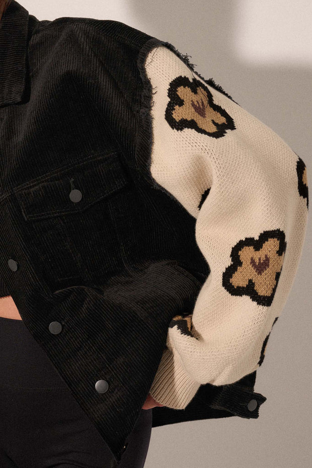 Flower and Furrow Sweater-Sleeve Corduroy Jacket - ShopPromesa
