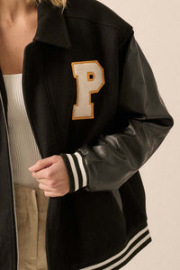 Home Team Oversize Zip-Up Varsity Jacket - ShopPromesa