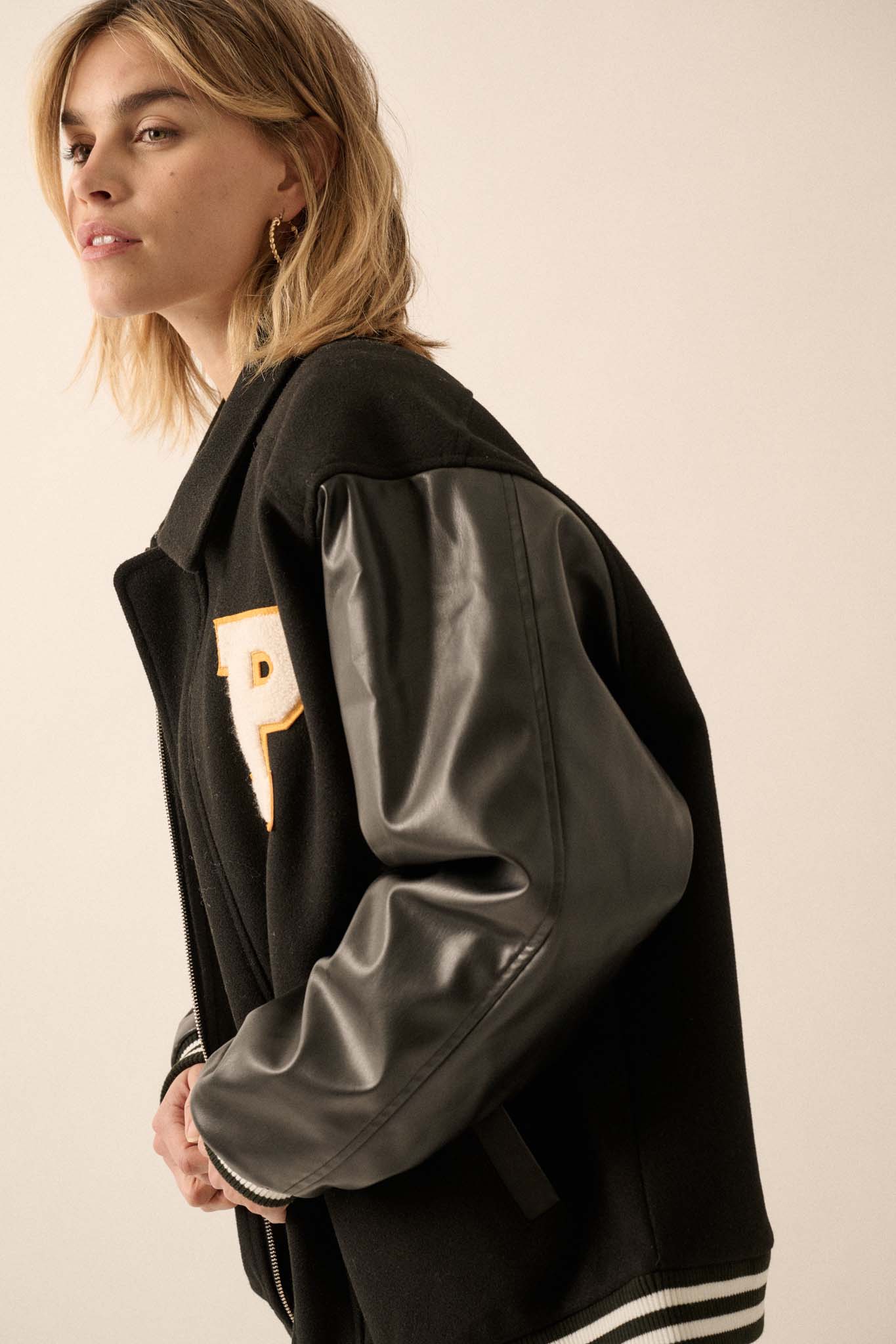 Home Team Oversize Zip-Up Varsity Jacket - ShopPromesa