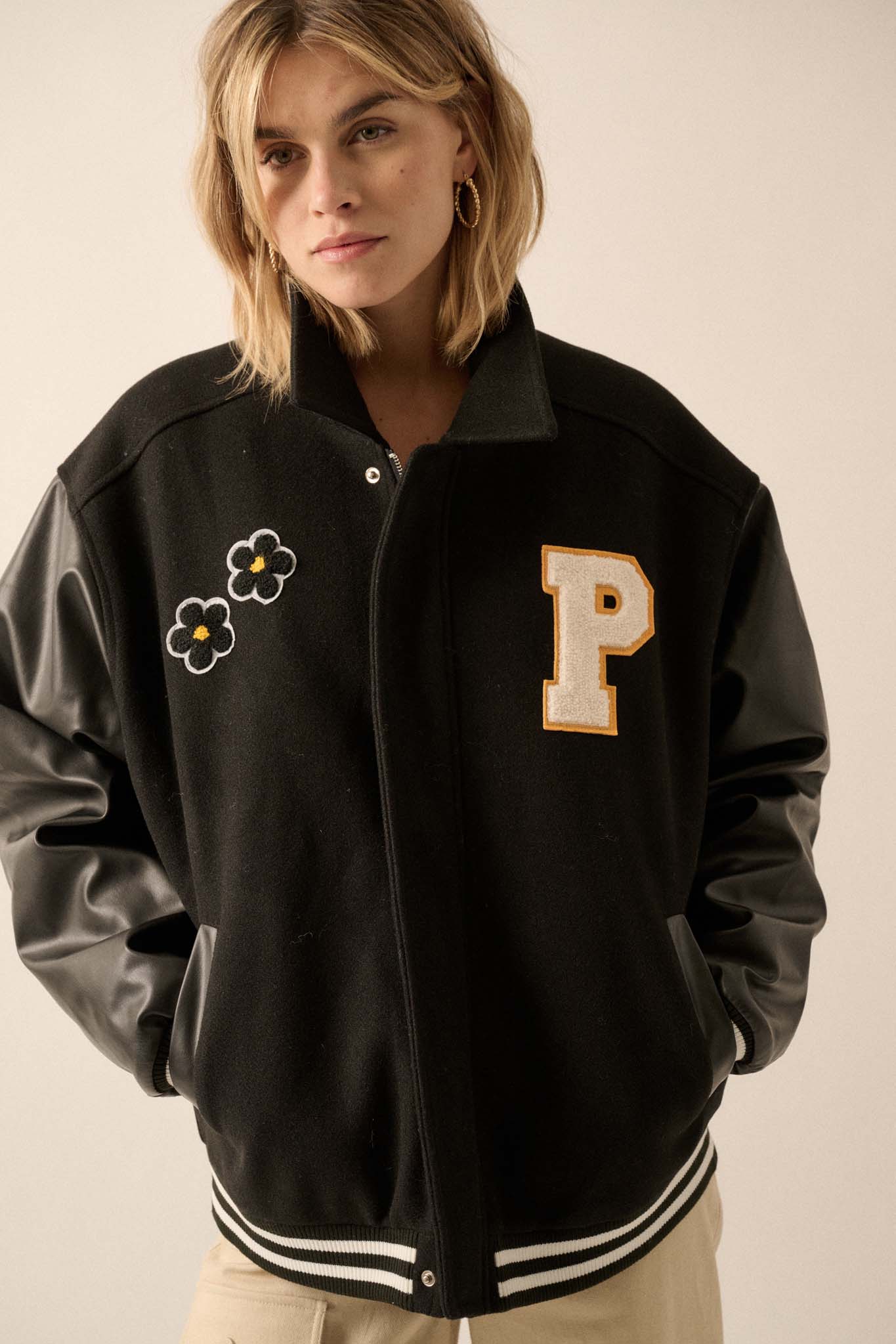 Home Team Oversize Zip-Up Varsity Jacket - ShopPromesa