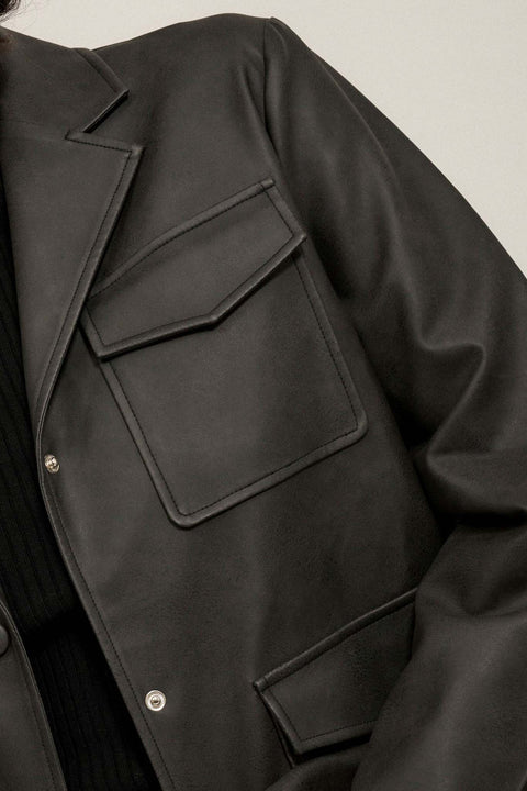 Promesa Put in The Work Vegan Leather Utility Jacket, Black / S