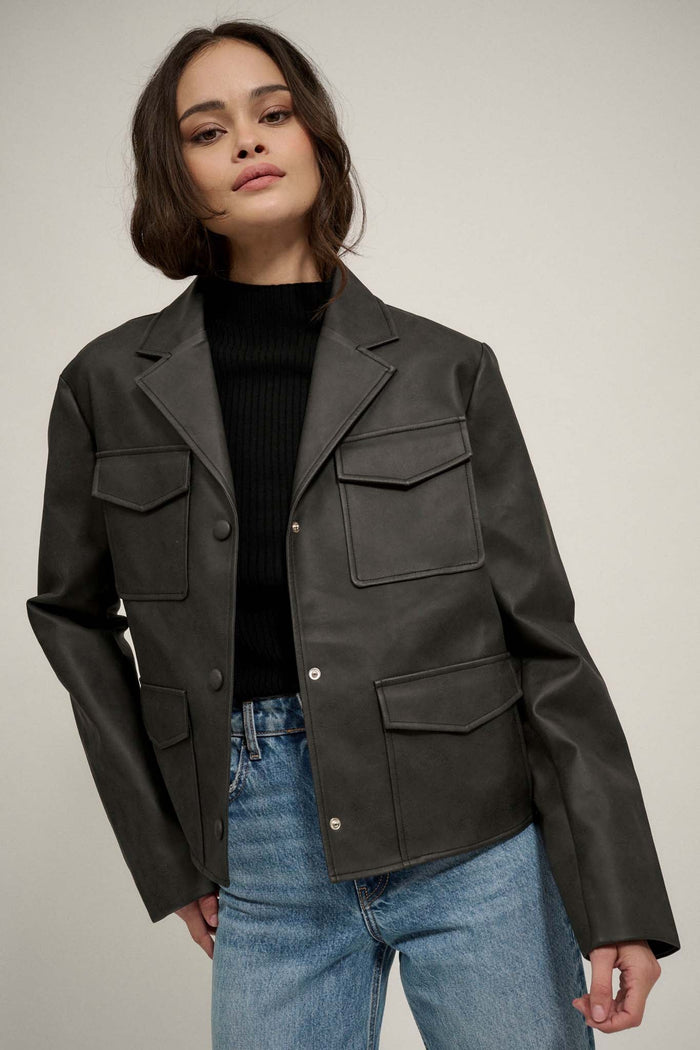 Put in the Work Vegan Leather Utility Jacket - ShopPromesa