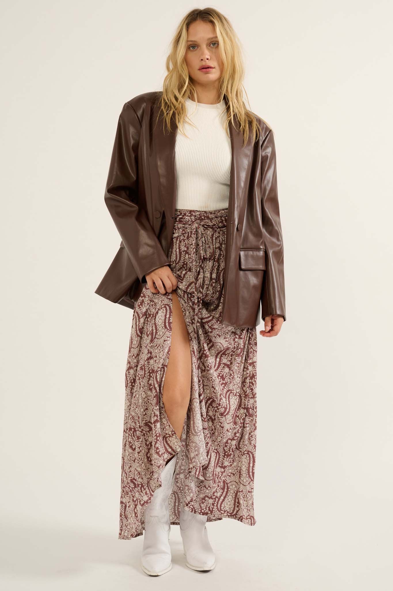 Smooth Talker Oversized Vegan Leather Blazer - ShopPromesa