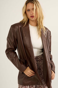 Smooth Talker Oversized Vegan Leather Blazer - ShopPromesa