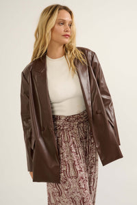 Smooth Talker Oversized Vegan Leather Blazer - ShopPromesa