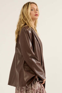 Smooth Talker Oversized Vegan Leather Blazer - ShopPromesa