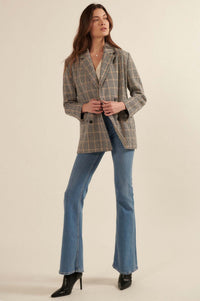 Secret to Success Plaid Double-Breasted Blazer - ShopPromesa