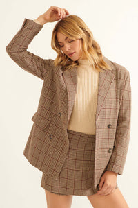 Secret to Success Plaid Double-Breasted Blazer - ShopPromesa