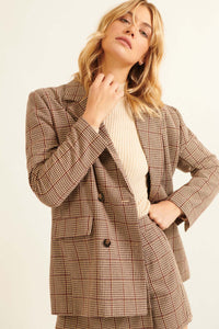 Secret to Success Plaid Double-Breasted Blazer - ShopPromesa