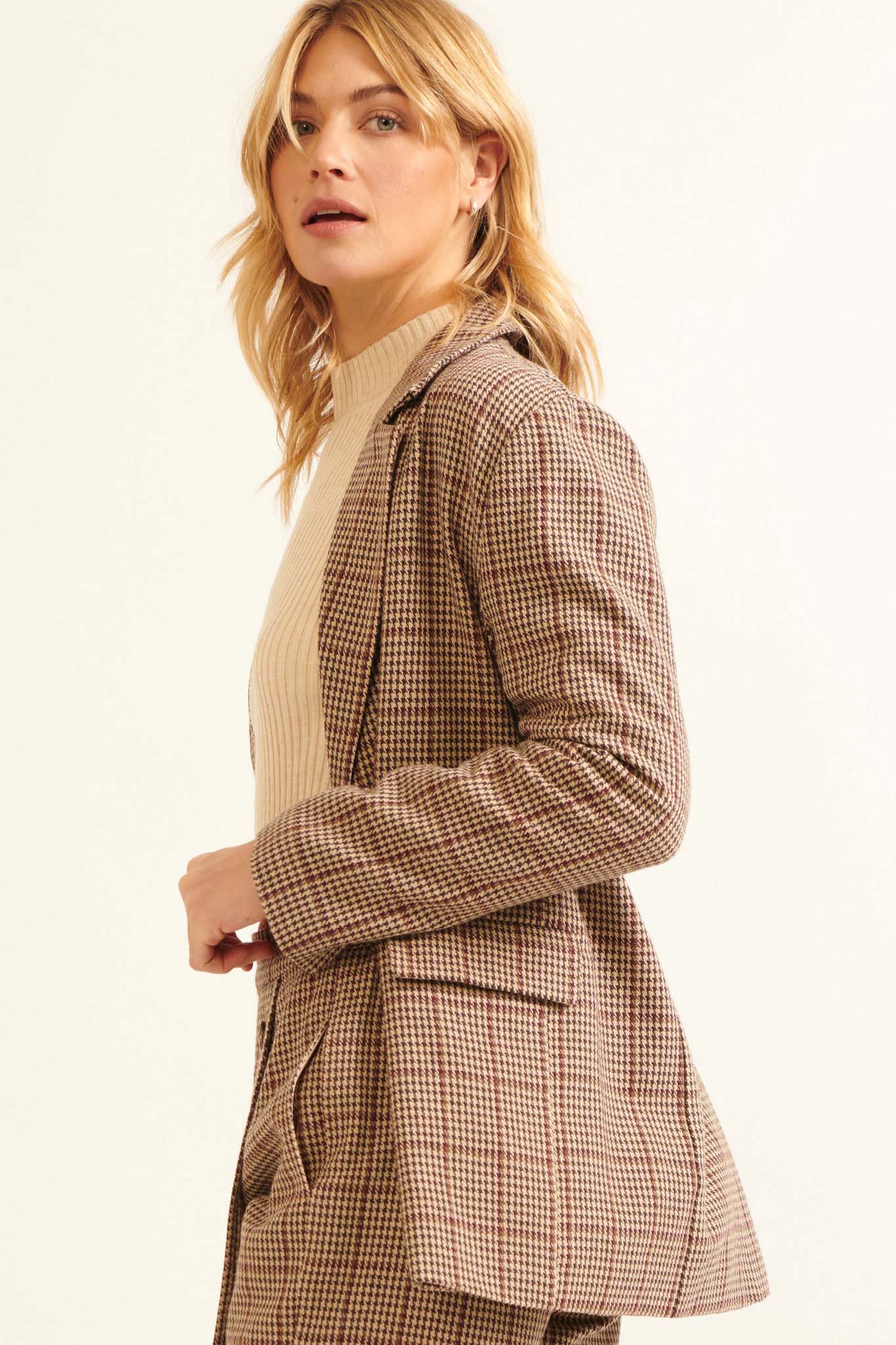 Secret to Success Plaid Double-Breasted Blazer - ShopPromesa