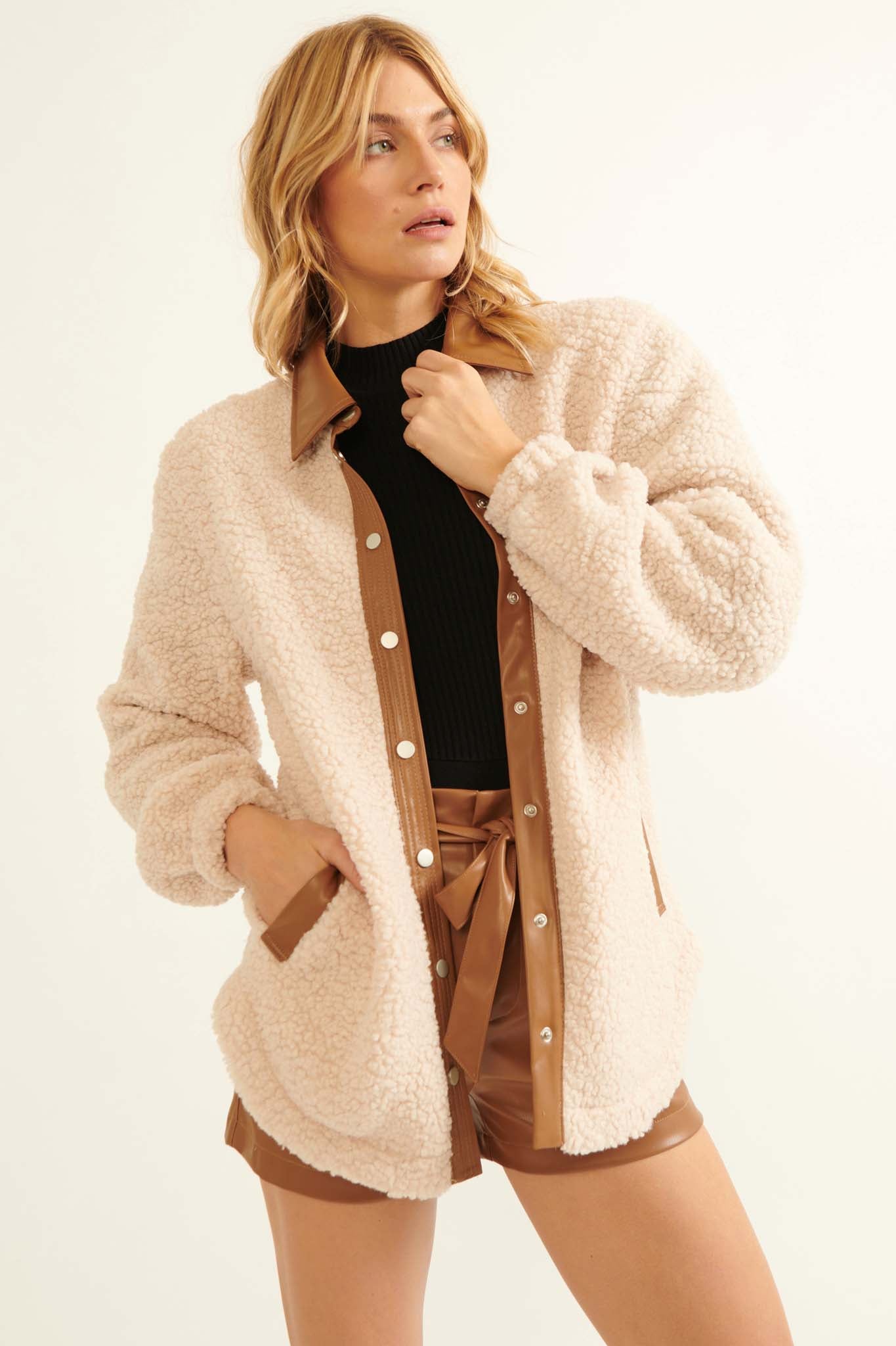 Little Lamb Faux Shearling Shirt Jacket - ShopPromesa