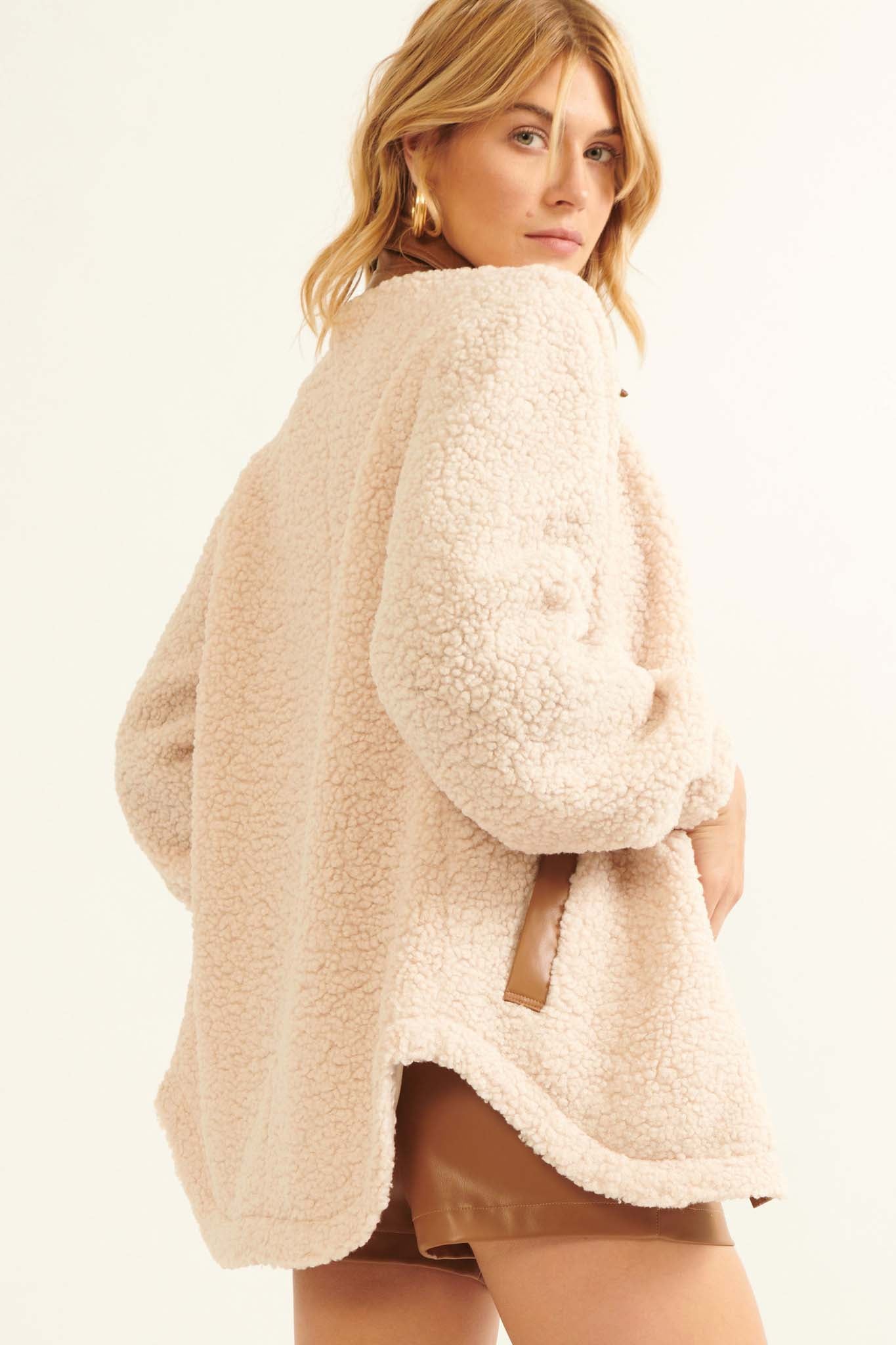 Little Lamb Faux Shearling Shirt Jacket - ShopPromesa