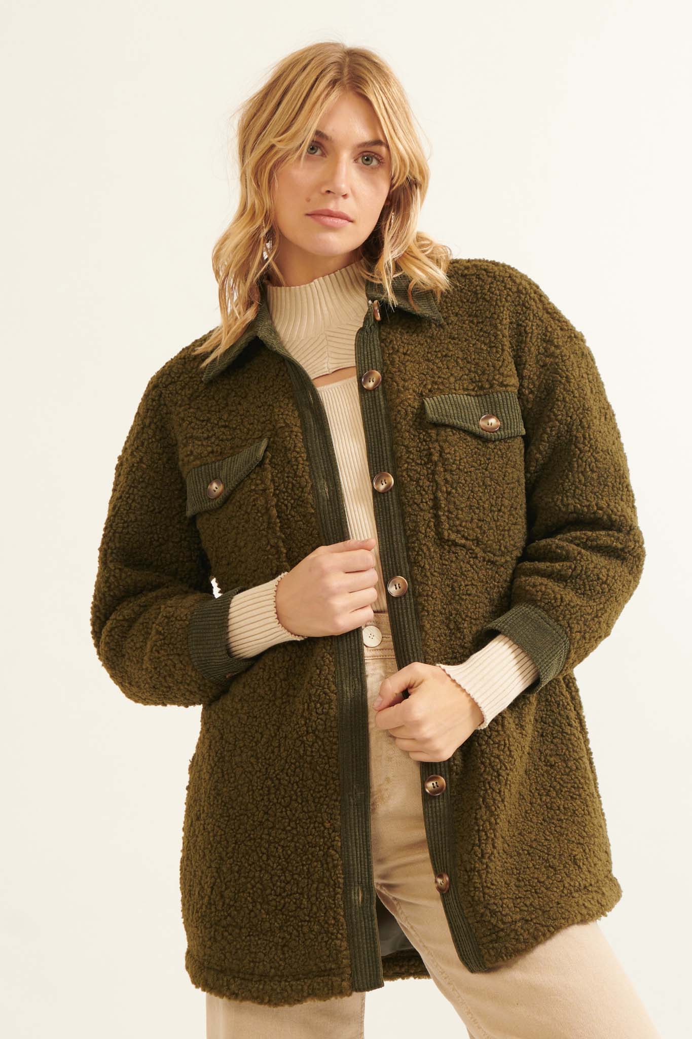 Harvest Home Sherpa and Corduroy Shirt Jacket - ShopPromesa