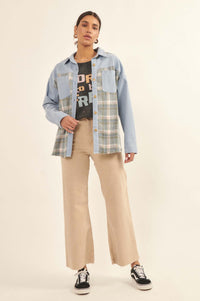 Country Girl Denim and Plaid Shirt Jacket - ShopPromesa