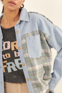 Country Girl Denim and Plaid Shirt Jacket - ShopPromesa