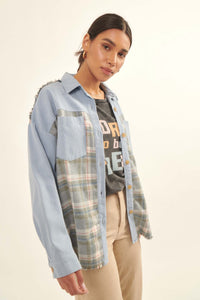 Country Girl Denim and Plaid Shirt Jacket - ShopPromesa