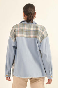 Country Girl Denim and Plaid Shirt Jacket - ShopPromesa