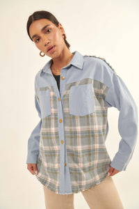 Country Girl Denim and Plaid Shirt Jacket - ShopPromesa