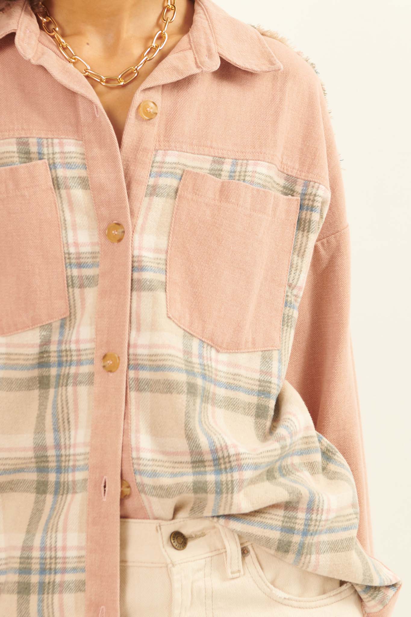 Country Girl Denim and Plaid Shirt Jacket - ShopPromesa