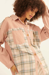 Country Girl Denim and Plaid Shirt Jacket - ShopPromesa