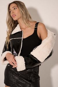 West End Girl Faux Fur-Lined Patent Jacket - ShopPromesa