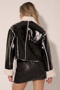 West End Girl Faux Fur-Lined Patent Jacket - ShopPromesa