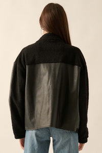 Big Rig Vegan Leather and Sherpa Trucker Jacket - ShopPromesa