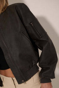 Bombs Away Vegan Leather Bomber Jacket - ShopPromesa