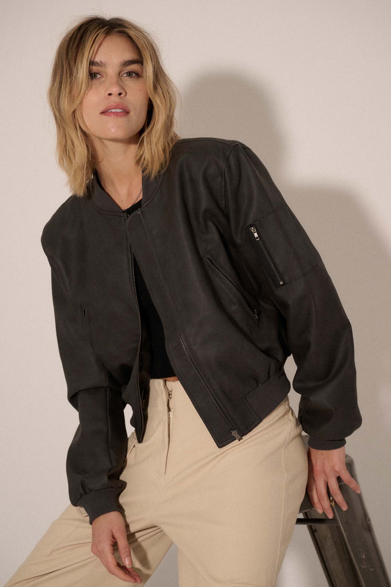 Bombs Away Vegan Leather Bomber Jacket - ShopPromesa