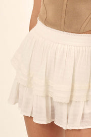 Strut It Lace-Trimmed Tiered Ruffle Culotte Shorts - ShopPromesa