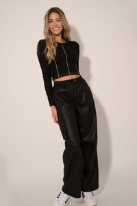 On the Run Vegan Leather Drawstring Cargo Pants - ShopPromesa