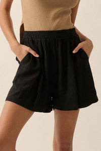 Natural Order Linen-Blend Pleated Wide-Leg Shorts - ShopPromesa