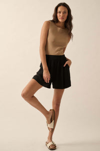 Natural Order Linen-Blend Pleated Wide-Leg Shorts - ShopPromesa