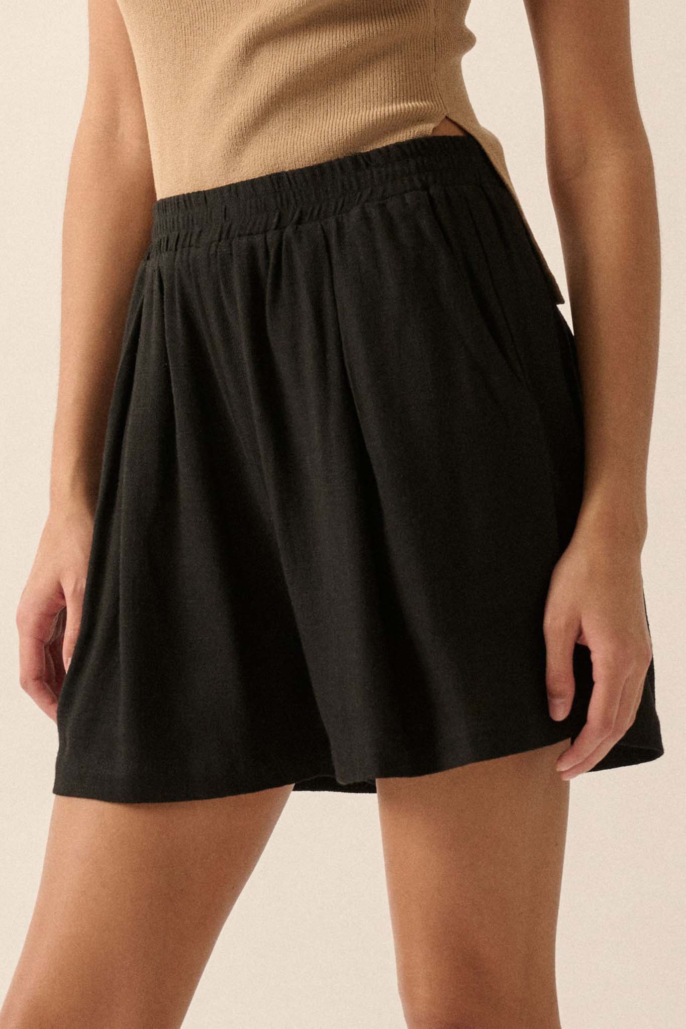 Natural Order Linen-Blend Pleated Wide-Leg Shorts - ShopPromesa