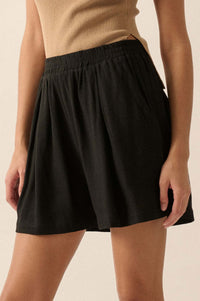 Natural Order Linen-Blend Pleated Wide-Leg Shorts - ShopPromesa